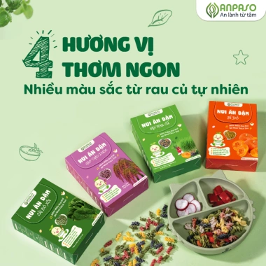 Nui ăn dặm rau củ hữu cơ Anpaso 150g – Bổ sung canxi, giàu chất sơ cho bé 6 tháng
