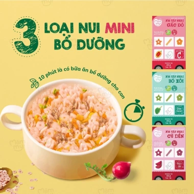 Nui mini rau củ Mămmy cho bé ăn dặm tập nhai trên 6 tháng, hộp 100g giá 15.000đ