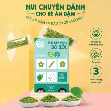 Nui mini rau củ Mămmy cho bé ăn dặm tập nhai trên 6 tháng, hộp 100g giá 15.000đ