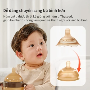 Núm trợ ti hai lớp Thyseed silicon siêu mềm - Bảo vệ đầu ti mẹ, ngăn bé cắn, chính hãng