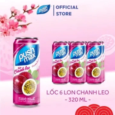 Nước Chanh Leo Đá Lạnh Đậm Đà - Lốc 6 lon 330ml Push Max Giá chỉ 49,300 VND