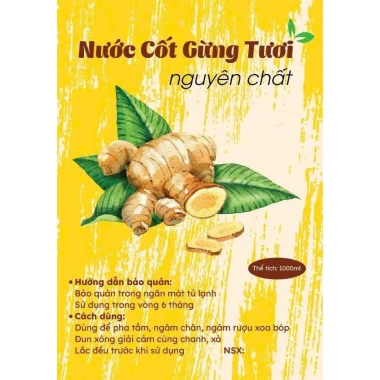 Nước Cốt Gừng Tươi Nguyên Chất 1L - Hỗ Trợ Giấc Ngủ, Giữ Ấm Cơ Thể, Giảm Giá Đặc Biệt 98.000₫ 3 Nước Cốt Gừng Tươi Nguyên Chất 1L - Hỗ Trợ Giấc Ngủ, Giữ Ấm Cơ Thể, Giảm Giá Đặc Biệt 98.000₫ 3