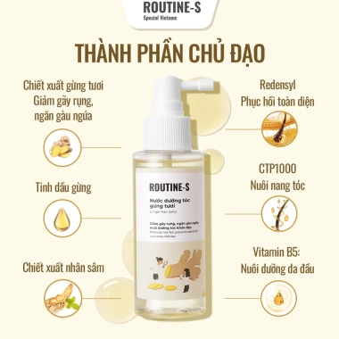 Nước Dưỡng Tóc Gừng Tươi ROUTINE-S Giảm Gãy Rụng, Ngăn Gàu, Tóc Khỏe Mạnh Giá 127k