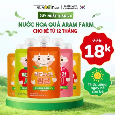 Nước ép trái cây hữu cơ ARAM FARM cho bé 1 tuổi - vị ngọt tự nhiên, không chất bảo quản, 15.000đ