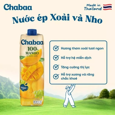 Nước ép Xoài Nho Chabaa 1.000ml tươi ngon giàu Vitamin giá chỉ 76.000đ giảm 23 3