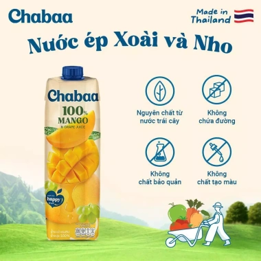 Nước ép Xoài Nho Chabaa 1.000ml tươi ngon giàu Vitamin giá chỉ 76.000đ giảm 23 5