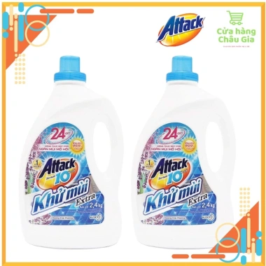 Nước Giặt Attack Khử Mùi Hương Hoa 2,4kg - 155.000đ, Giặt Sạch, Bảo Vệ Màu