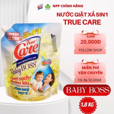 Nước Giặt Baby True Care 5in1 - Giặt Sạch, Thơm Lâu, Tiết Kiệm, Túi 1.8kg 97.000₫