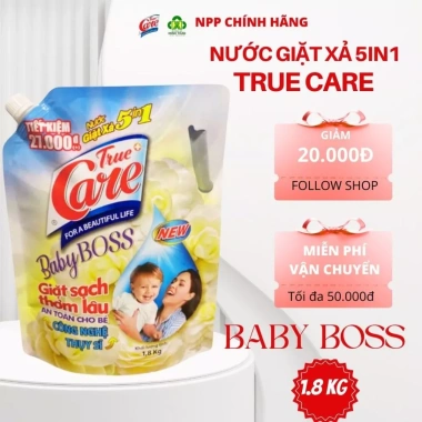 Nước Giặt Baby True Care 5in1 - Giặt Sạch, Thơm Lâu, Tiết Kiệm, Túi 1.8kg 97.000₫