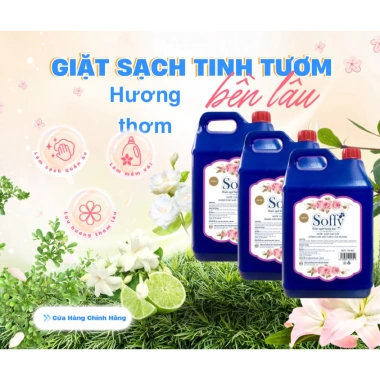 Nước Giặt Cao Cấp Soffy 20kg cho Máy Giặt Cửa Ngang - Sạch Trắng, Lưu Hương 48h, Giá 755.000 VND (giảm từ 906.000 VND)