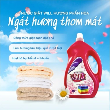 Nước Giặt Will 2.2-5-10kg Chính Hãng, Giặt Sạch Thơm Lâu, Giá 90.000đ Giảm 20%