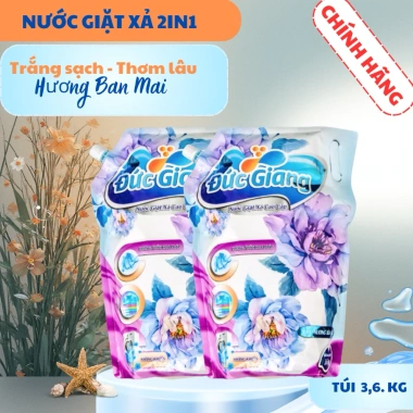 Nước giặt xả 2in1 Đức Giang 3.600ml Siêu sạch, hương ban mai thơm mát, không cần thêm xả, giá chỉ 85.000₫