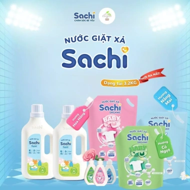 Nước giặt xả bé Sachi Organic 2kg/280g - Dịu nhẹ, sạch sâu, an toàn cho làn da bé, giá ưu đãi 35.000
