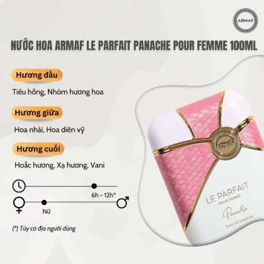 Nước hoa Armaf Le Parfait Panache Pour Femme 100ml - Giá chỉ 690.000 VND, giảm sâu, hương sang trọng cho phụ nữ