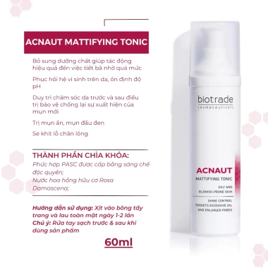Nước hoa hồng Biotrade Acnaut Mattifying Tonic 60ml giảm bã nhờn, se khít lỗ chân lông - 823k 5
