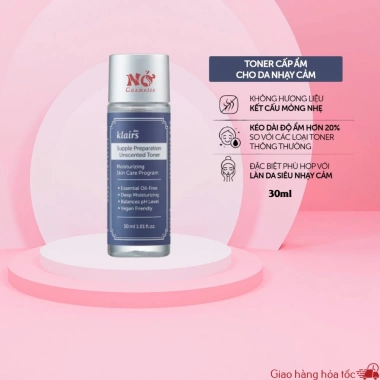 Nước hoa hồng Dear Klairs Supple Preparation Toner không mùi - Dưỡng ẩm sâu, giảm bã, 79.000₫