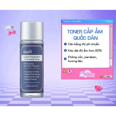 Nước hoa hồng Dear Klairs Supple Preparation Toner không mùi - Dưỡng ẩm sâu, giảm bã, 79.000₫