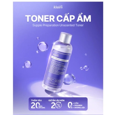Nước hoa hồng Dear Klairs Supple Preparation Unscented Toner 180ml – Dưỡng ẩm, làm sáng da, 80.000₫ 2