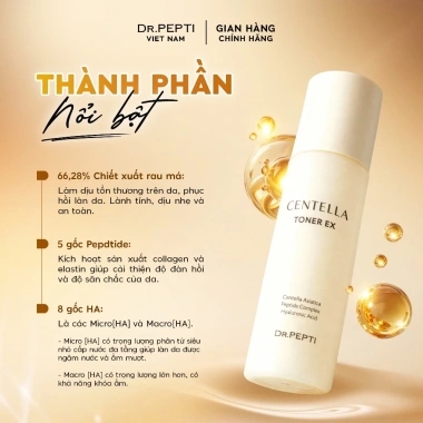 Nước Hoa Hồng Dr.Pepti Centella Toner 180ml - Cấp Ẩm, Dưỡng Da Căng Bóng, Giá 99.000₫