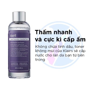 Nước Hoa Hồng Dưỡng Ẩm Dear Klairs Supple Preparation Toner 180ml Giá 74.000 giảm 20%