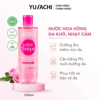 Nước hoa hồng Evoluderm 250ml Dưỡng ẩm, se khít lỗ chân lông, da mềm mịn, giảm 22%
