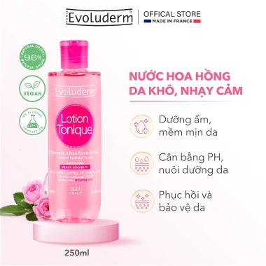 Nước hoa hồng Evoluderm 250ml Dưỡng ẩm, se khít lỗ chân lông, da mềm mịn, giảm 22%