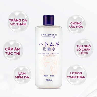 Nước Hoa Hồng HATOMUGI Trắng Da, Giảm Viêm, Dưỡng ẩm 500ml COIX SEED Conditioner