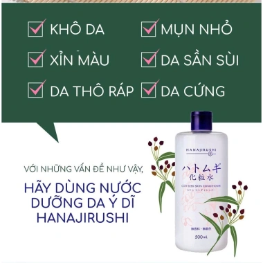 Nước Hoa Hồng HATOMUGI Trắng Da, Giảm Viêm, Dưỡng ẩm 500ml COIX SEED Conditioner