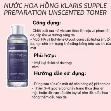 Nước hoa hồng không mùi Klairs Preparation 180ml - Dưỡng ẩm mềm da, giảm giá 259k