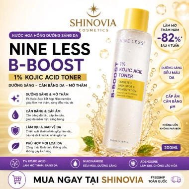 Nước Hoa Hồng Nine Less B-Boost Toner 1% Kojic Acid Dưỡng Sáng, Cân Bằng Da 200ml 429.000₫ Nước Hoa Hồng Nine Less B-Boost Toner 1% Kojic Acid Dưỡng Sáng, Cân Bằng Da 200ml 429.000₫