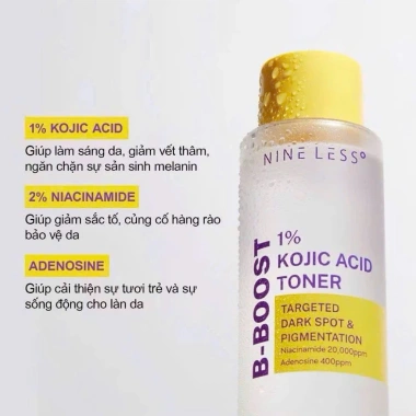 Nước Hoa Hồng Nine Less B-Boost Toner 1% Kojic Acid Dưỡng Sáng, Cân Bằng Da 200ml 429.000₫ 2 Nước Hoa Hồng Nine Less B-Boost Toner 1% Kojic Acid Dưỡng Sáng, Cân Bằng Da 200ml 429.000₫ 2