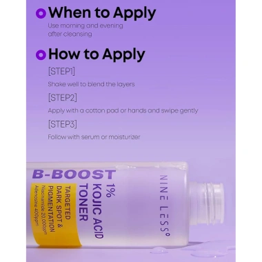 Nước Hoa Hồng Nine Less B-Boost Toner 1% Kojic Acid Dưỡng Sáng, Cân Bằng Da 200ml 429.000₫ 8 Nước Hoa Hồng Nine Less B-Boost Toner 1% Kojic Acid Dưỡng Sáng, Cân Bằng Da 200ml 429.000₫ 8