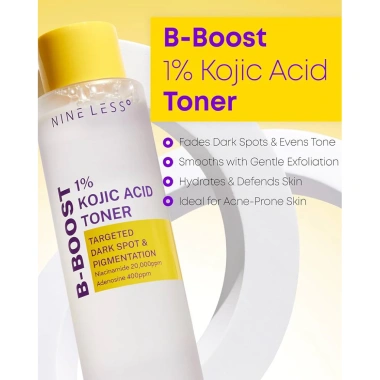 Nước Hoa Hồng Nine Less B-Boost Toner 1% Kojic Acid Dưỡng Sáng, Cân Bằng Da 200ml 429.000₫ 9 Nước Hoa Hồng Nine Less B-Boost Toner 1% Kojic Acid Dưỡng Sáng, Cân Bằng Da 200ml 429.000₫ 9