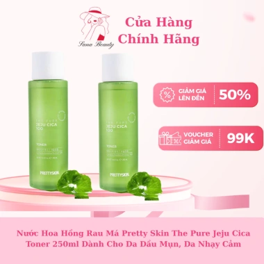 Nước Hoa Hồng Rau Má Pretty Skin Jeju Cica Toner 250ml: Dành cho Da Dầu Mụn, Da Nhạy Cảm Giảm 18% còn 365.106₫