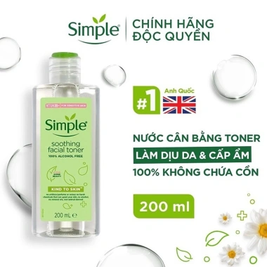 Nước hoa hồng Simple Kind To Skin Toner không cồn: Dịu nhẹ, an toàn cho mọi loại da, giảm giá 120.000₫