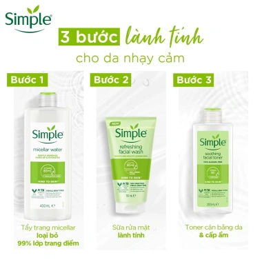Nước hoa hồng Simple Kind To Skin Toner không cồn: Dịu nhẹ, an toàn cho mọi loại da, giảm giá 120.000₫