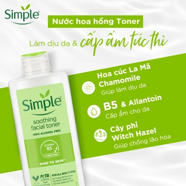 Nước hoa hồng Simple Smoothing Toner 200ml - Cân bằng da nhạy cảm, giảm giá 95.000₫ 2