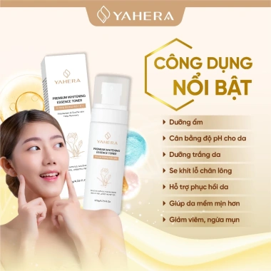 Nước hoa hồng YAHERA Premium Whitening Essence Toner 120ml - Dưỡng trắng, sạch sâu, cân bằng pH, chỉ 250k