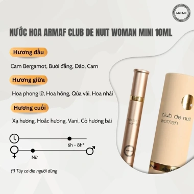 Nước Hoa Nữ ARMAF Club de Nuit Woman EDP Mini 10ml Chính Hãng Nũ Tính Dịu Dàng 199k