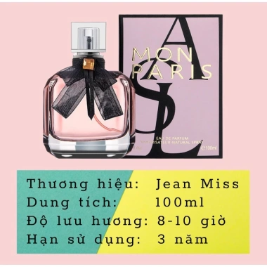Nước Hoa Nữ Mon Paris 100ml Mùi Ngọt Sang Trọng, Lưu Hương 12h, Giá 145k