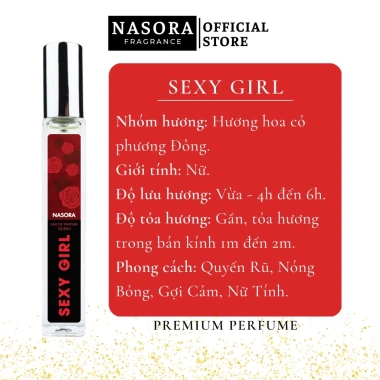 Nước hoa nữ xịt 10ml BY NASORA - Hương quyến rũ, gợi cảm, ngọt ngào, cá tính, nguyên liệu Pháp - Giá chỉ 35.000₫ 10
