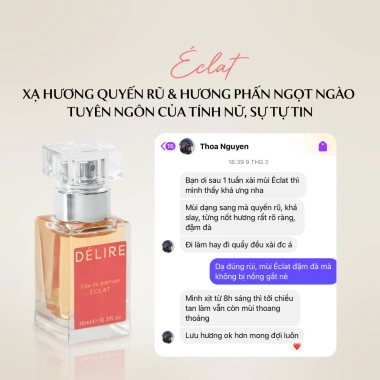 Nước hoa thuần chay Pháp Délire ÉCLAT 15ml thơm lâu, sang trọng, quà tặng người yêu