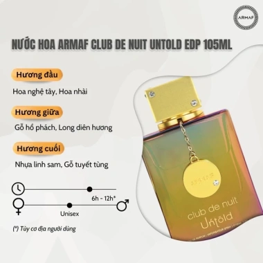 Nước hoa Unisex ARMAF Club de Nuit Untold 105ml - Giá 1.251.300₫, hương sang, lưu hương lâu 9 Nước hoa Unisex ARMAF Club de Nuit Untold 105ml - Giá 1.251.300₫, hương sang, lưu hương lâu 9