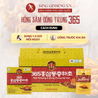 Nước Hồng Sâm Đông Trùng Hạ Thảo 365 Hansusam - Tăng đề kháng, giảm cân, 20/60 gói, 580.000 VND