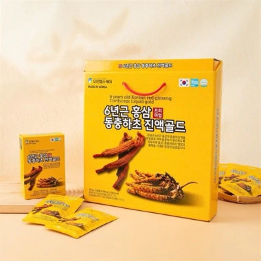 Nước Hồng Sâm Đông Trùng Hạ Thảo Hàn Quốc Hộp Vàng 30 gói Giảm giá 16% chỉ 375.000₫ 6