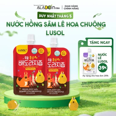 Nước hồng sâm hoa chuông đen Lusol cho bé 12 tháng Hàn Quốc, túi uống - 37.000đ Nước hồng sâm hoa chuông đen Lusol cho bé 12 tháng Hàn Quốc, túi uống - 37.000đ