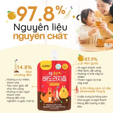 Nước hồng sâm hoa chuông đen Lusol cho bé 12 tháng Hàn Quốc, túi uống - 37.000đ 3 Nước hồng sâm hoa chuông đen Lusol cho bé 12 tháng Hàn Quốc, túi uống - 37.000đ 3