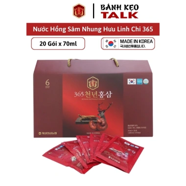 Nước Hồng Sâm Linh Chi Nhung Hươu 365 Hàn Quốc 20 gói 70ml - Giảm còn 255.000đ 10