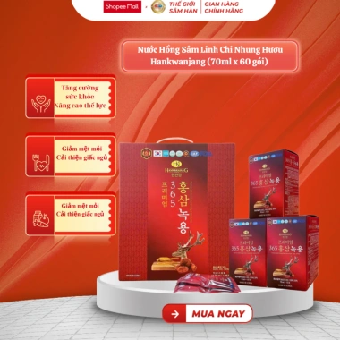 Nước Hồng Sâm Linh Chi Nhung Hươu Hankwanjang 70ml x 60 gói - Giảm giá 820k KOREPHARMA