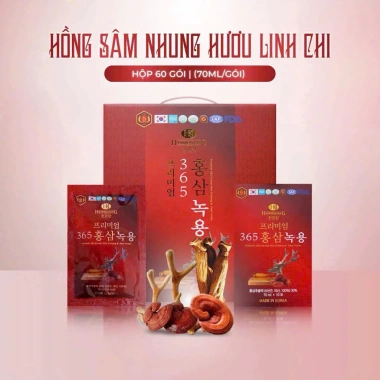 Nước Hồng Sâm Nhung Hươu Núi 365 Hansusam Hàn Quốc 60 gói 70ml Giá giảm 22% chỉ 800k